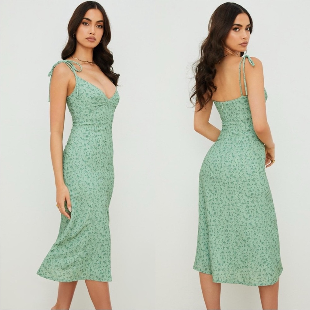 House of CB Mint Green Floral Midi Dress - Picture 5 of 6